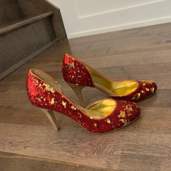 Nine West Shoes - Nine West Red Sequin High Heel Pumps – Sparkly Party Heels – Size 5.5